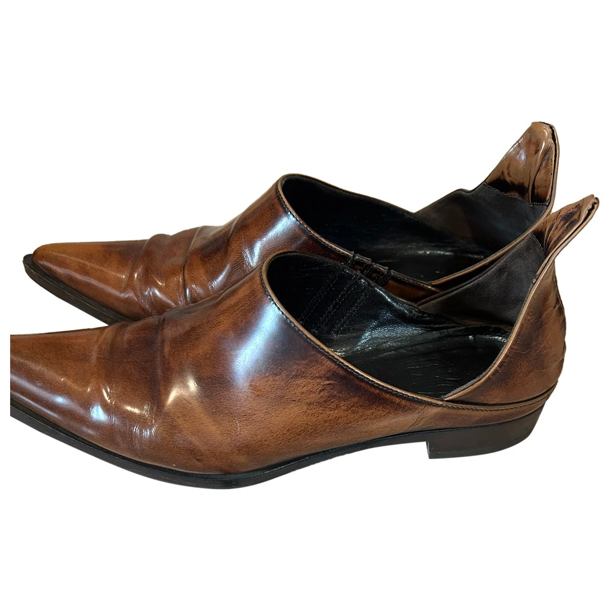 Pre-owned Ixos Leather Flats In Brown