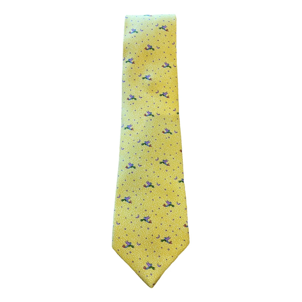 Pre-owned Bvlgari Silk Tie In Yellow