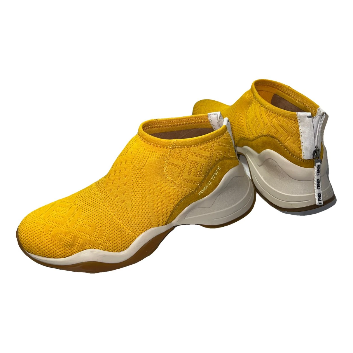 Pre-owned Fendi Cloth Trainers In Yellow
