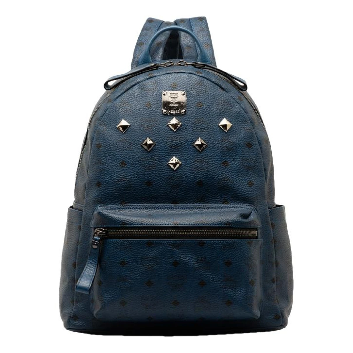 Pre-owned Mcm Stark Cloth Backpack In Blue
