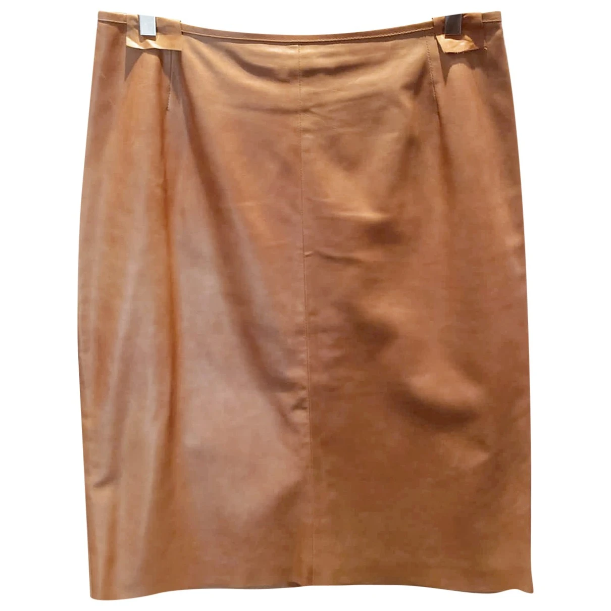 Pre-owned Gallotti Leather Mid-length Skirt In Camel