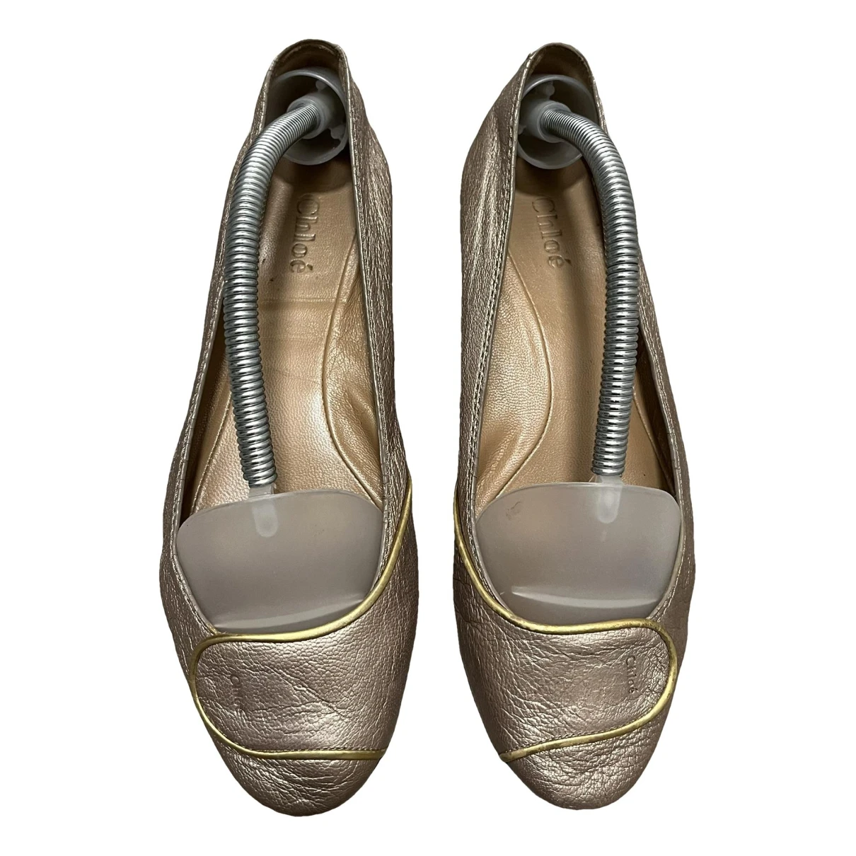 Pre-owned Chloé Leather Ballet Flats In Metallic