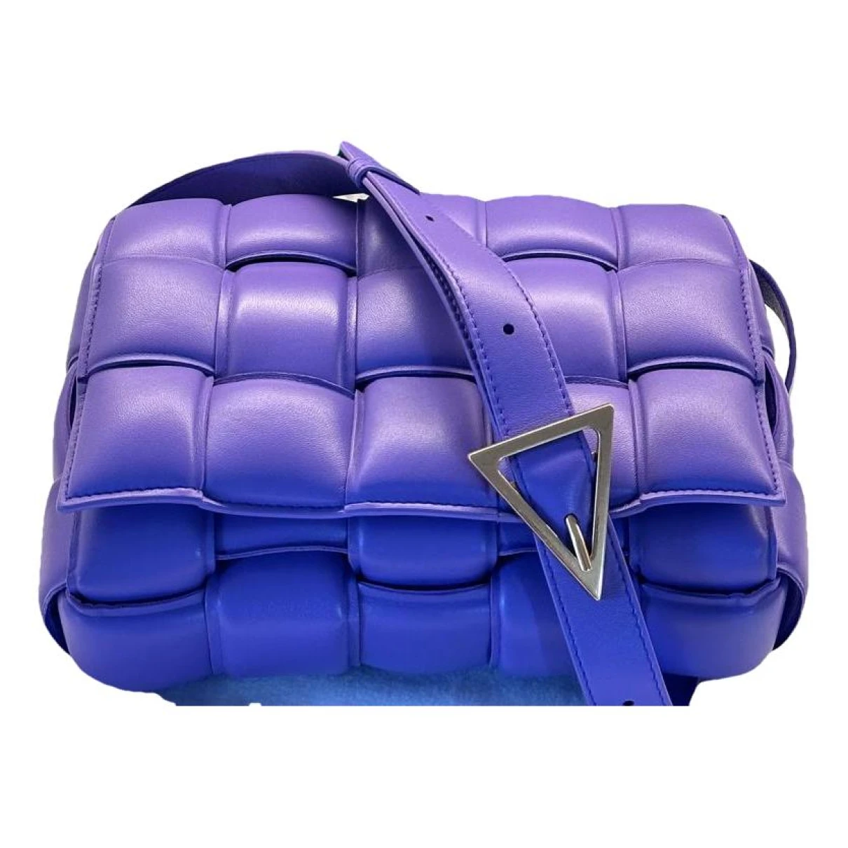 Pre-owned Bottega Veneta Cassette Padded Leather Crossbody Bag In Purple