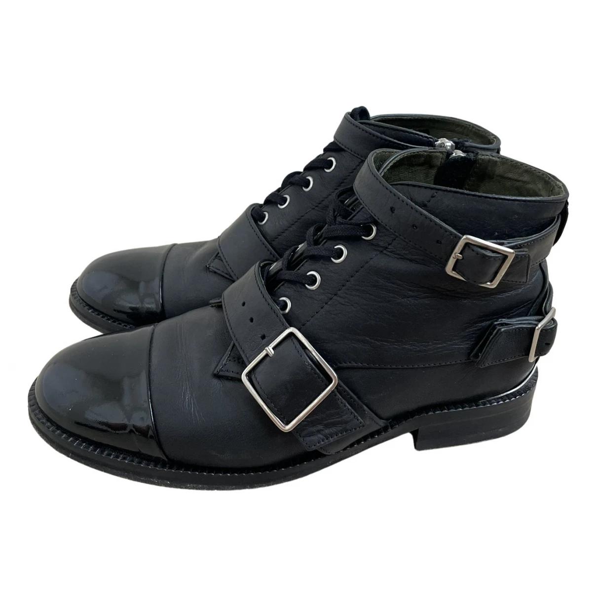 Pre-owned The Kooples Leather Lace Ups In Black
