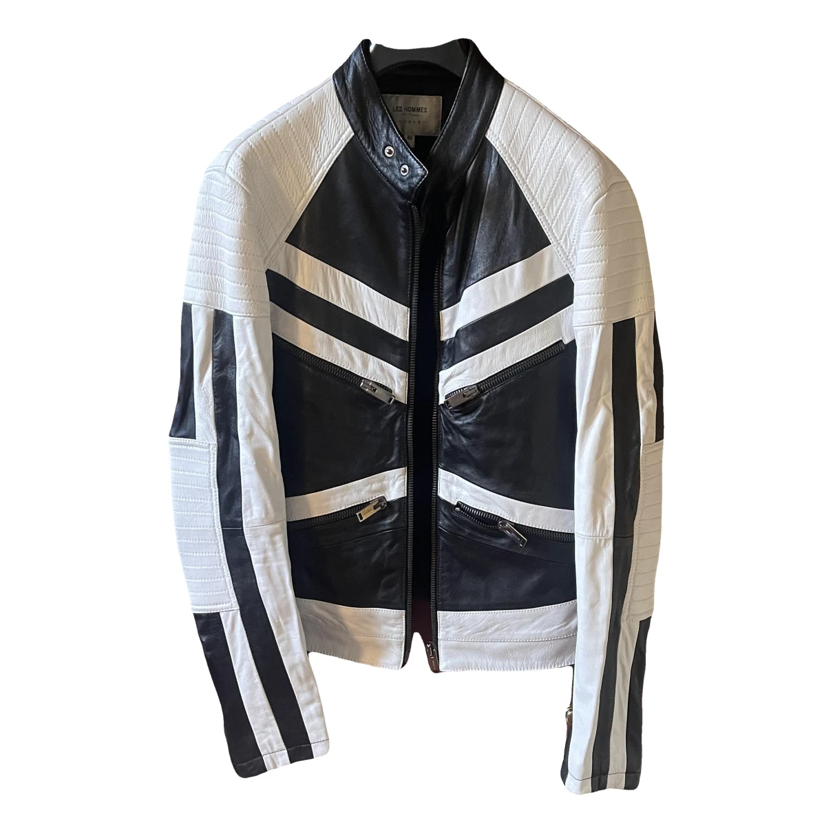 Pre-owned Les Hommes Leather Jacket In White