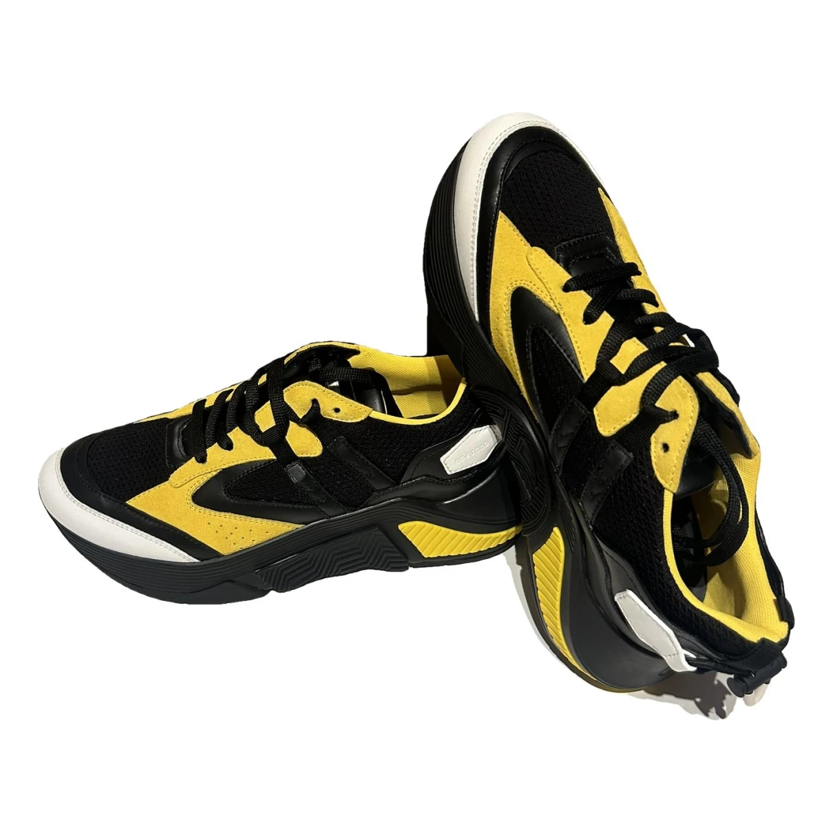 Pre-owned Giorgio Armani Leather High Trainers In Yellow