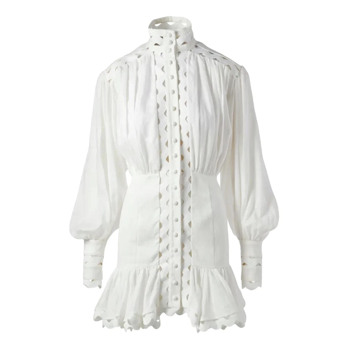 Pre-owned Zimmermann Linen Mini Dress In White