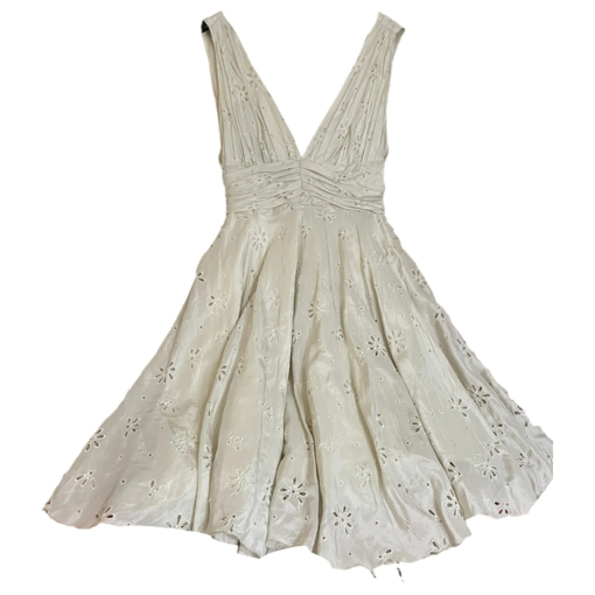Pre-owned Tara Jarmon Silk Maxi Dress In White