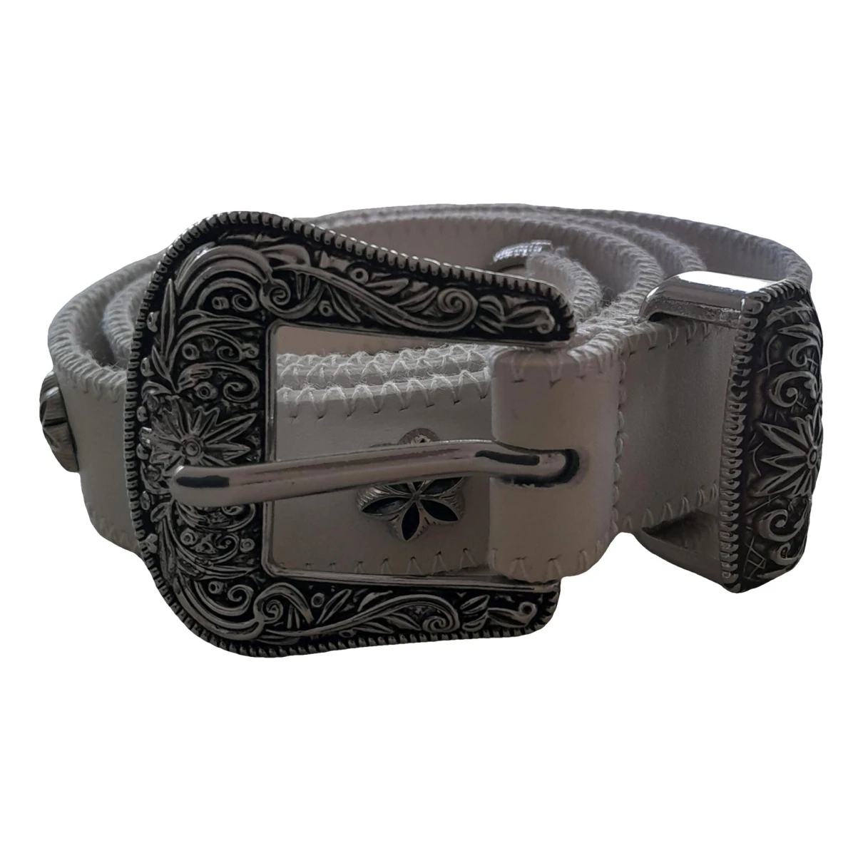 Pre-owned Pinko Leather Belt In White