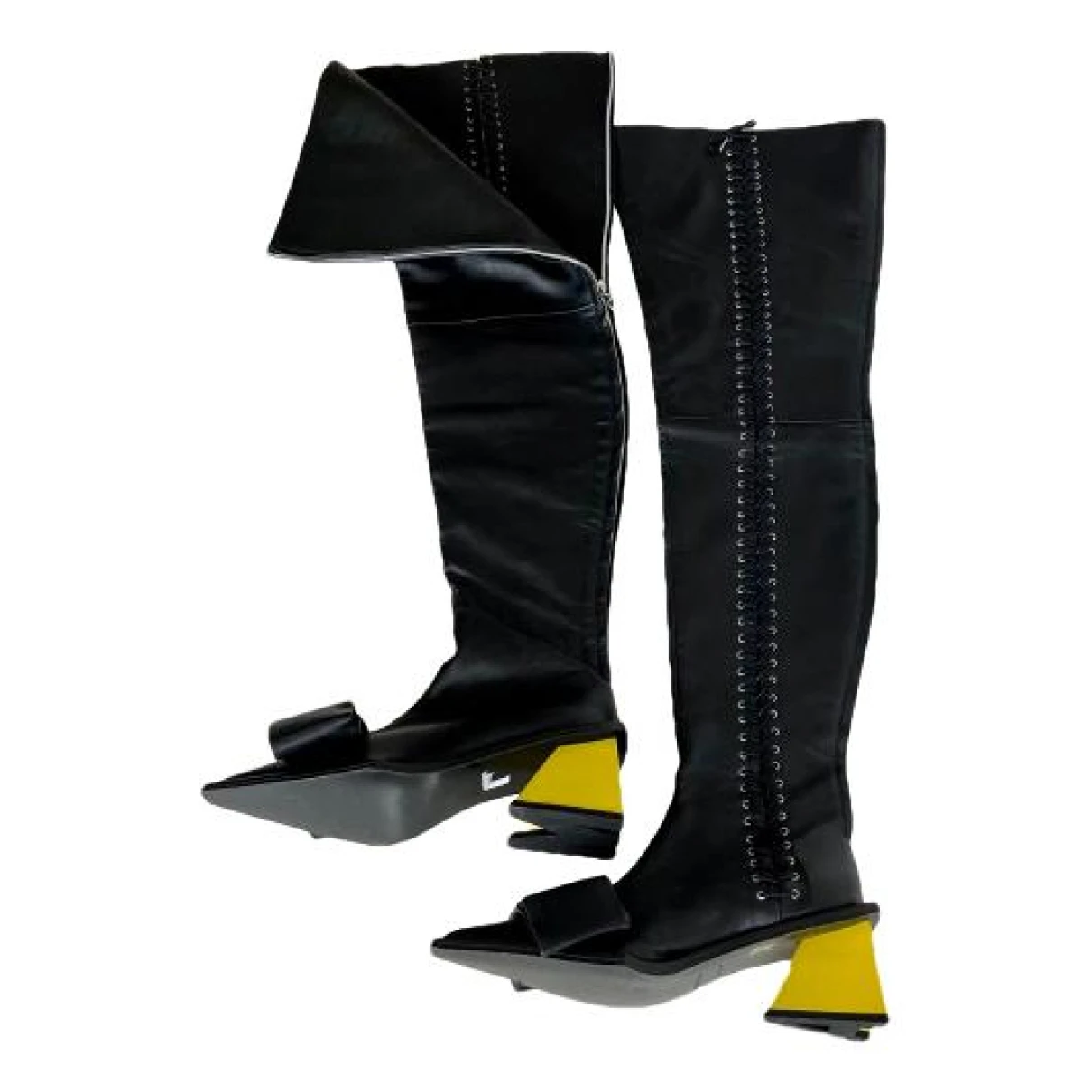 Pre-owned Marques' Almeida Leather Boots In Black