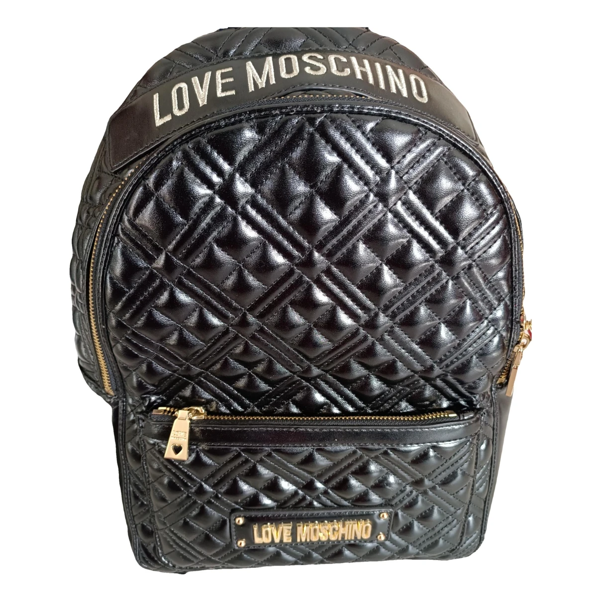 Pre-owned Moschino Love Vegan Leather Backpack In Black