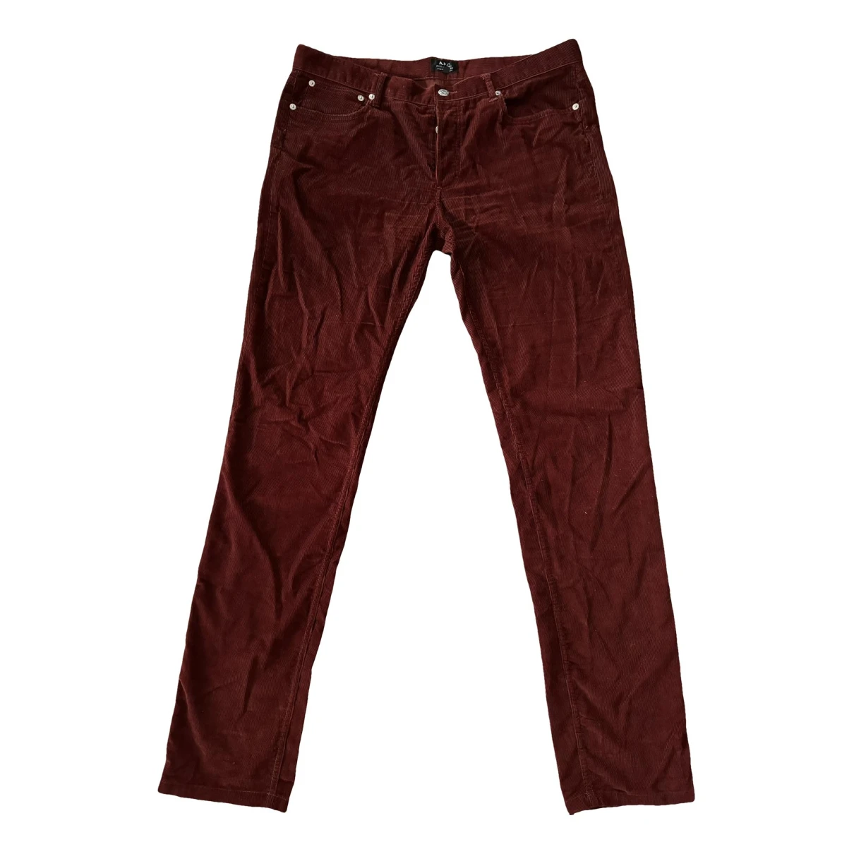 Pre-owned Apc Trousers In Burgundy