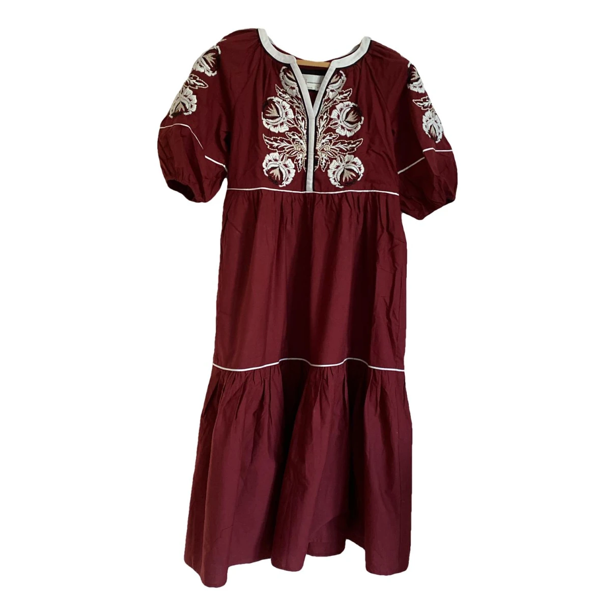 Pre-owned Anthropologie Maxi Dress In Burgundy
