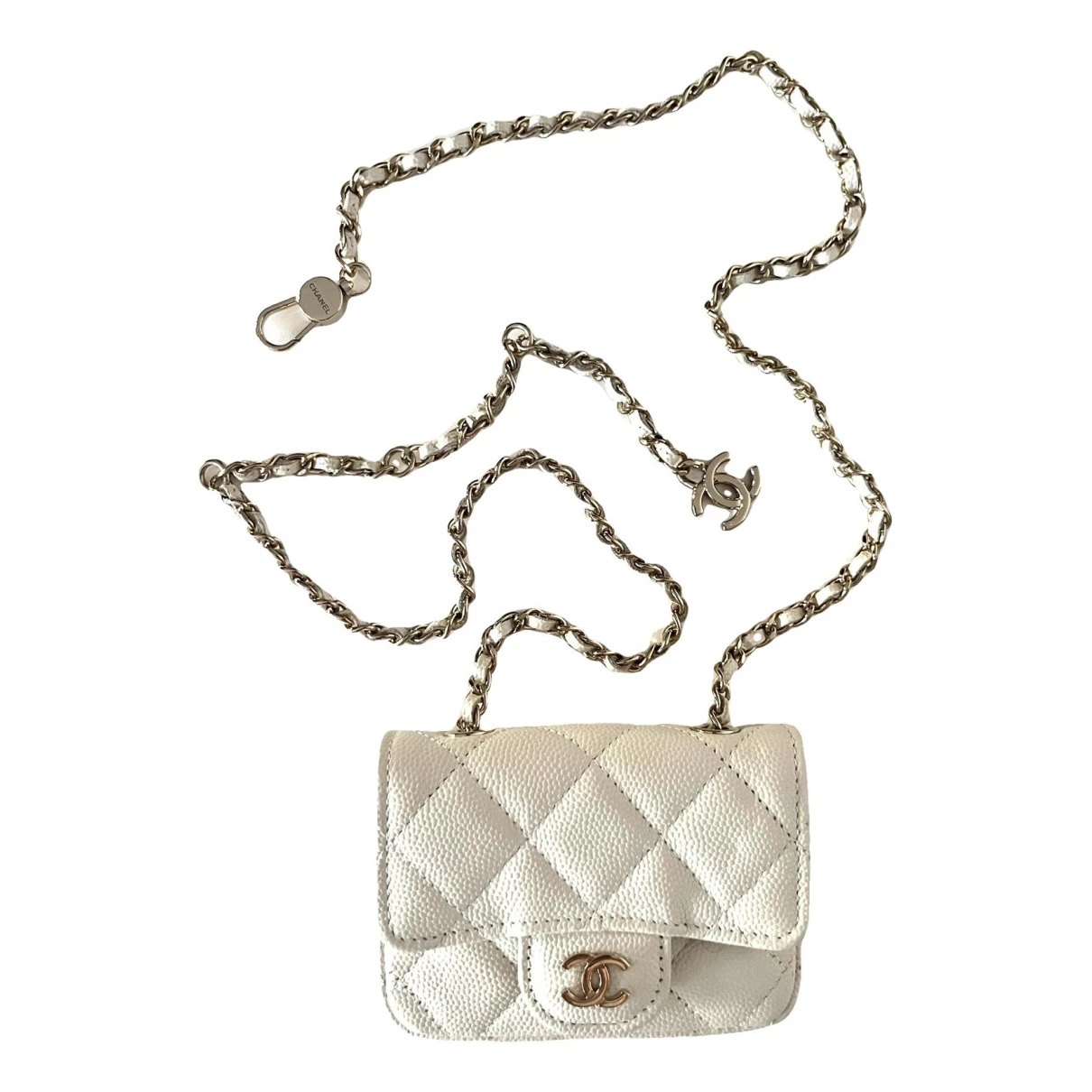 Pre-owned Chanel Leather Mini Bag In White