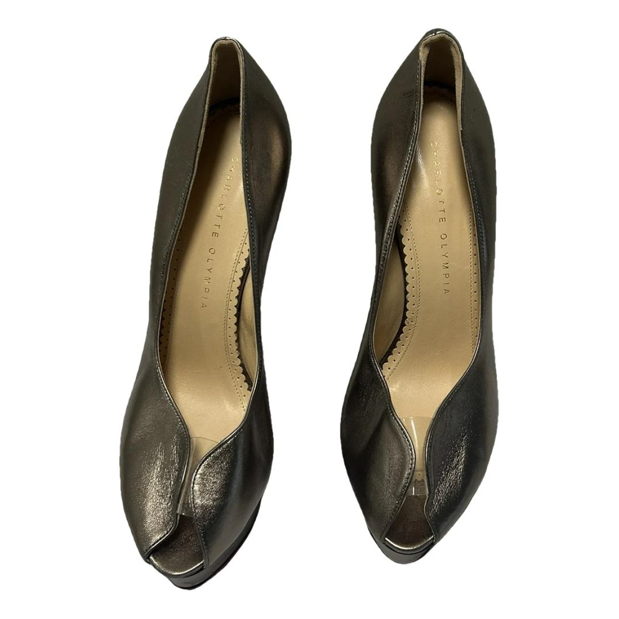 Pre-owned Charlotte Olympia Dolly Leather Heels In Metallic