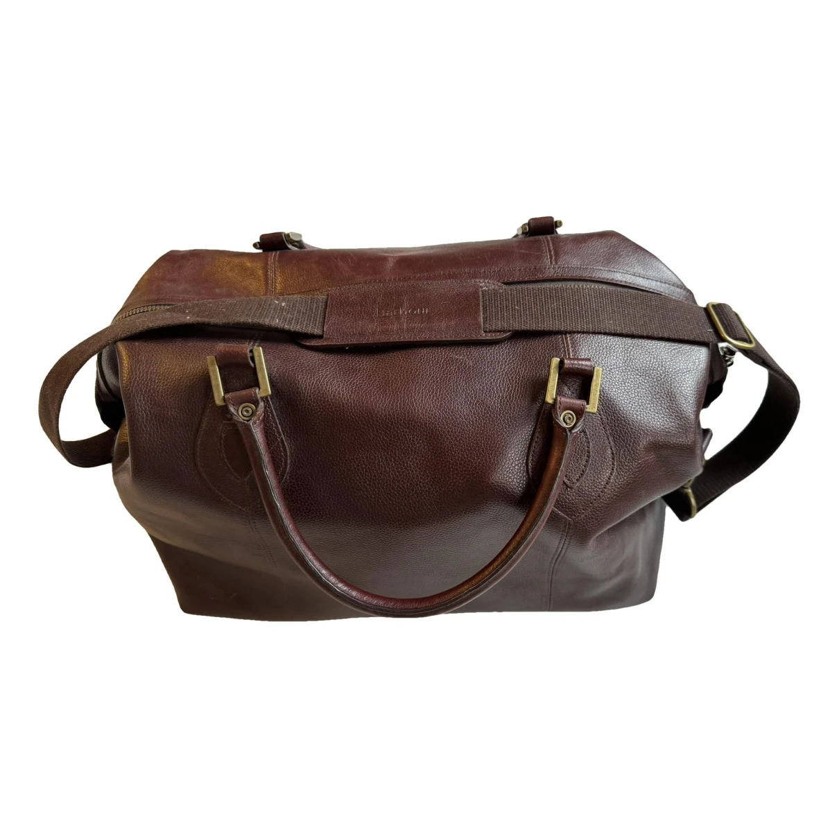 Pre-owned Barbour Leather Travel Bag In Brown