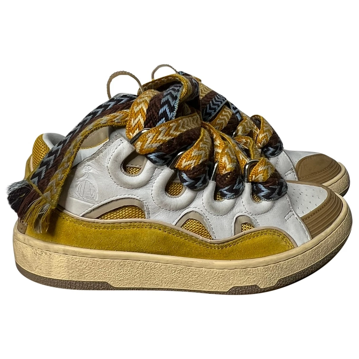 Pre-owned Lanvin Leather Trainers In Yellow