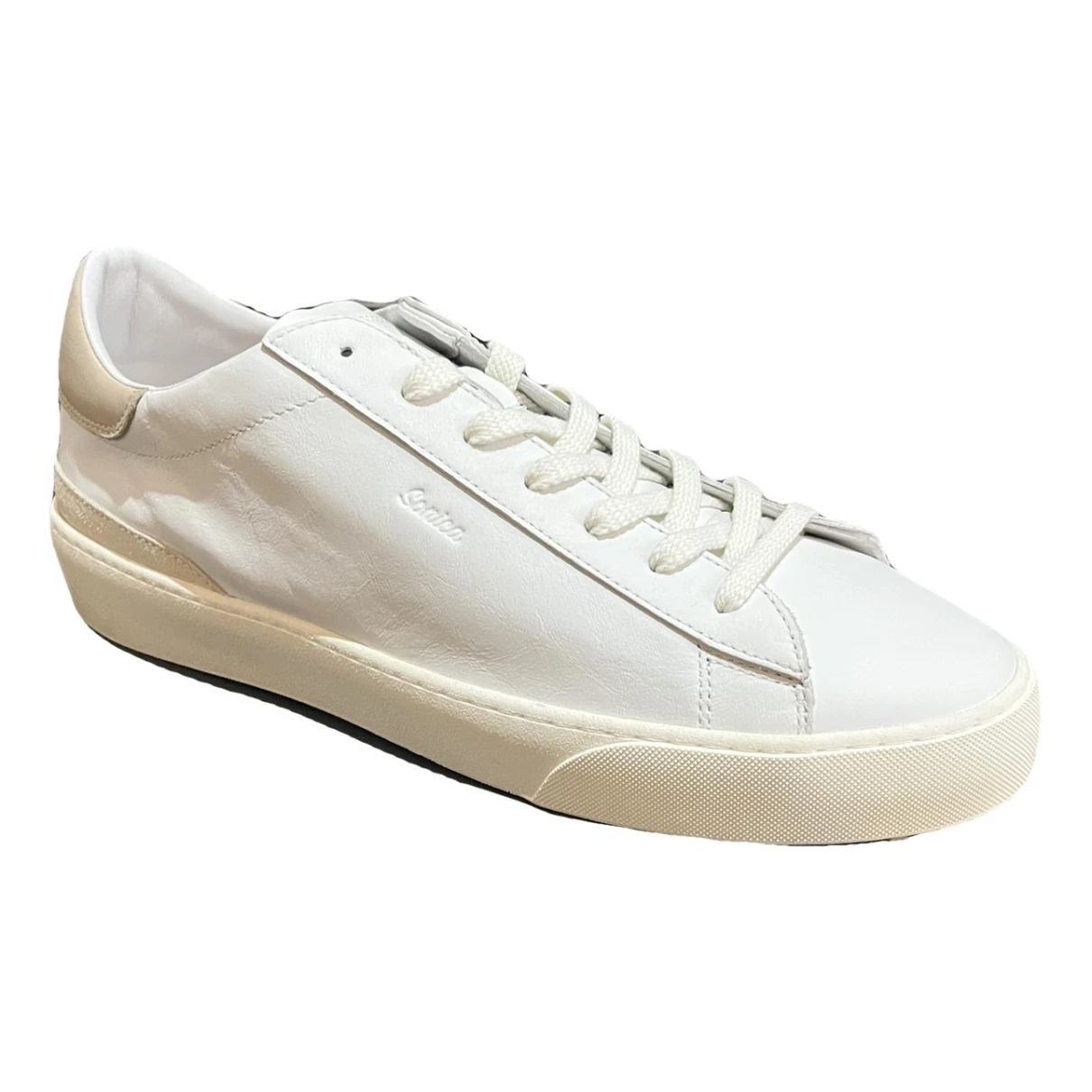 Pre-owned Date Leather Low Trainers In White