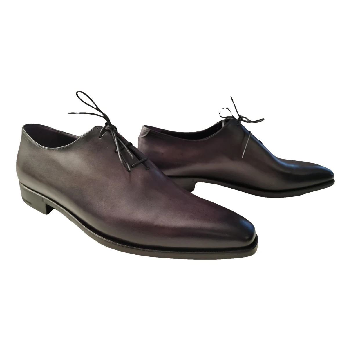 Pre-owned Berluti Leather Lace Ups In Grey