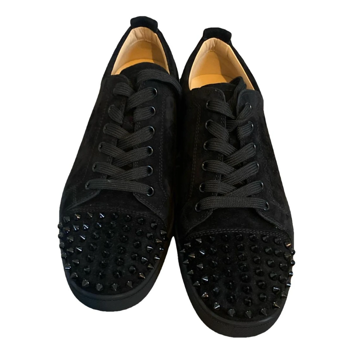 Pre-owned Christian Louboutin Louis Junior Spike Low Trainers In Black