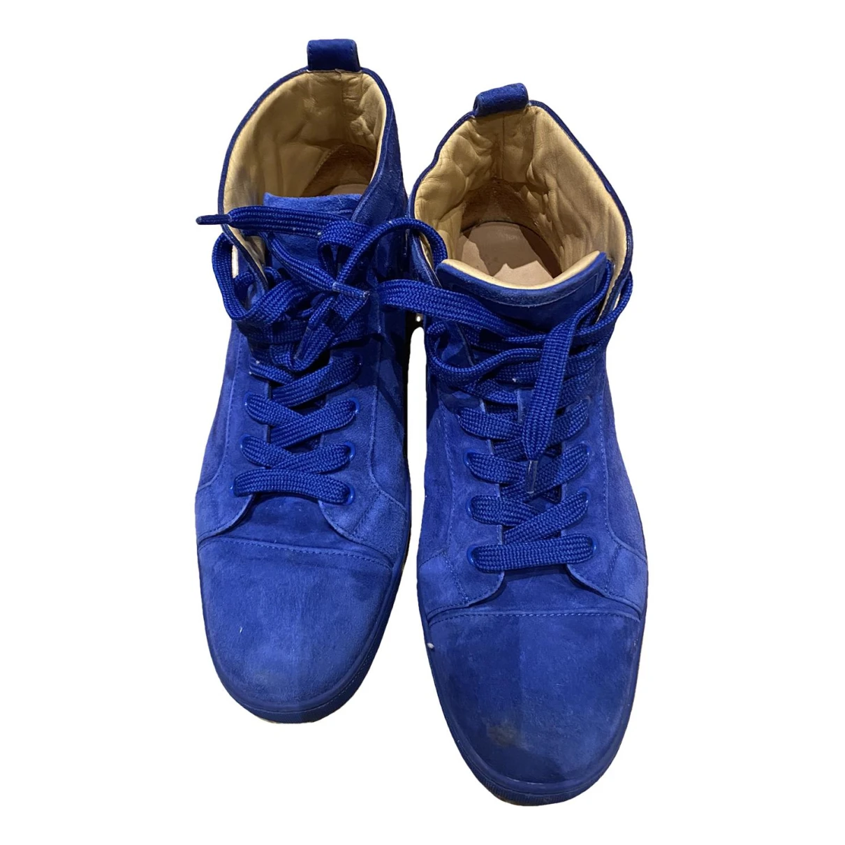 Pre-owned Christian Louboutin Leather High Trainers In Blue