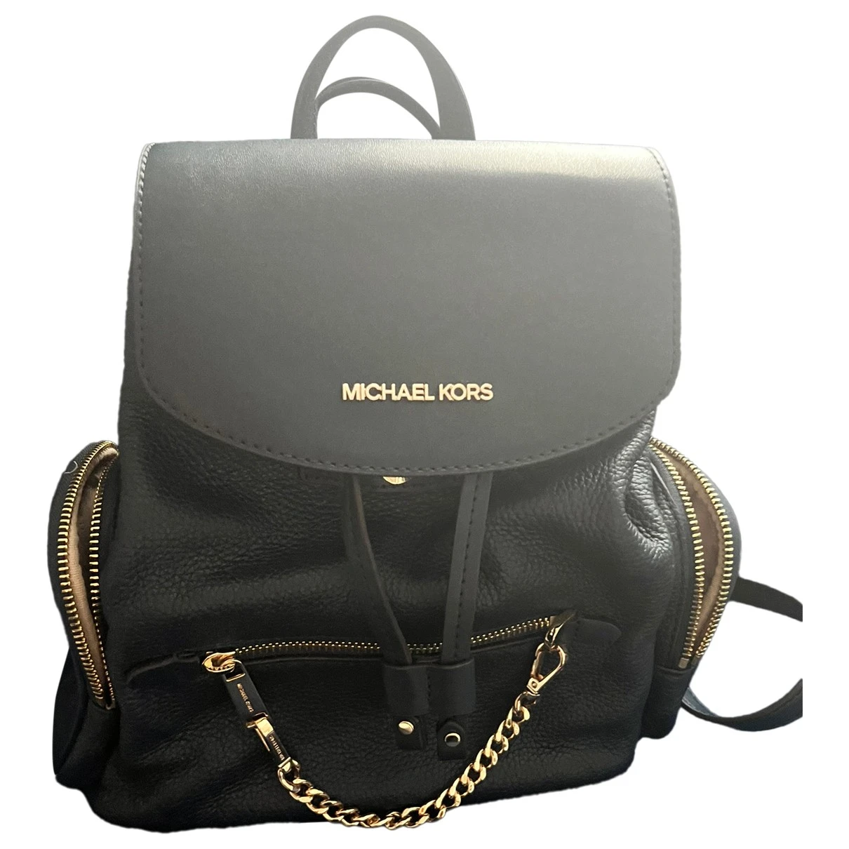 Pre-owned Michael Kors Jet Set Leather Backpack In Navy