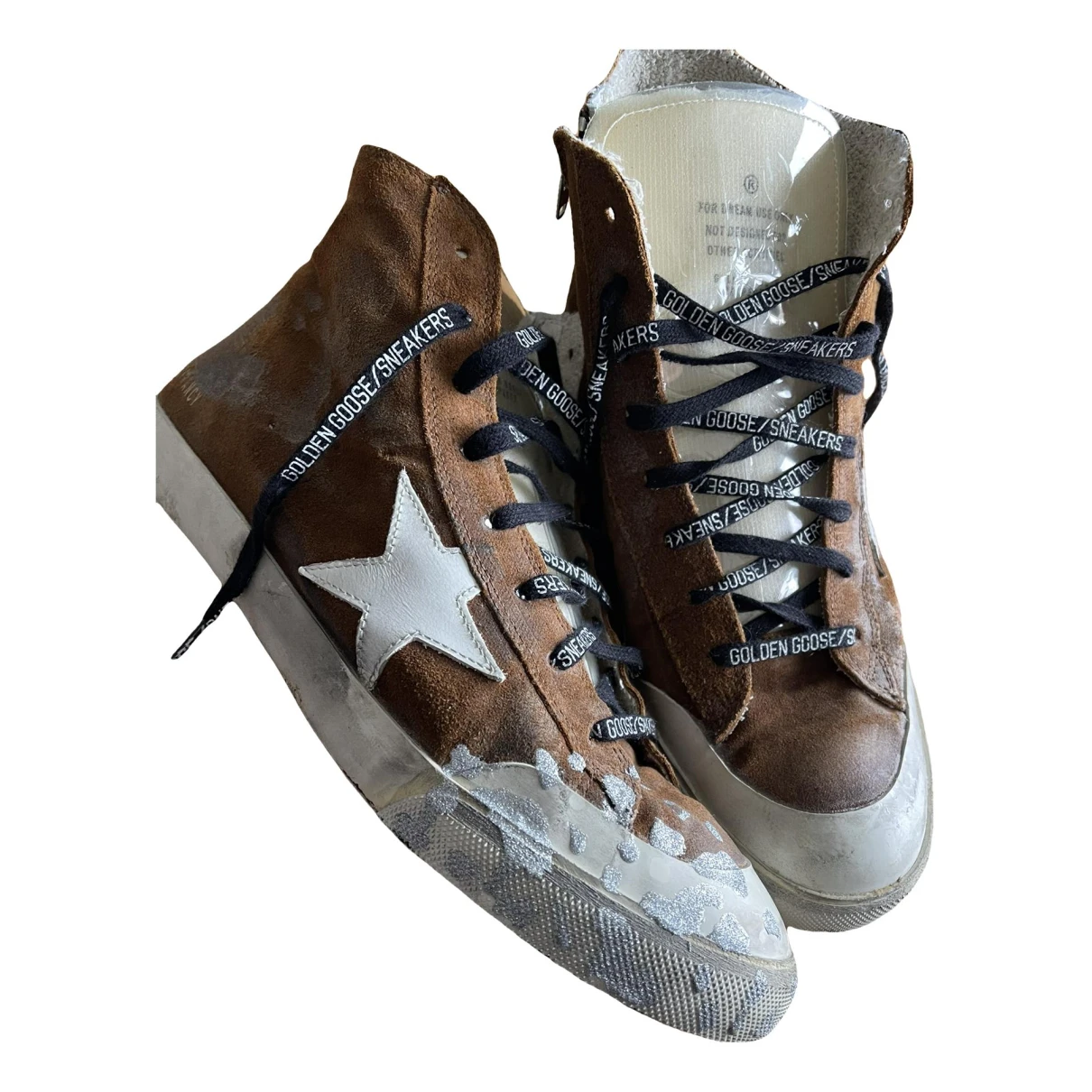 Pre-owned Golden Goose Leather High Trainers In Brown