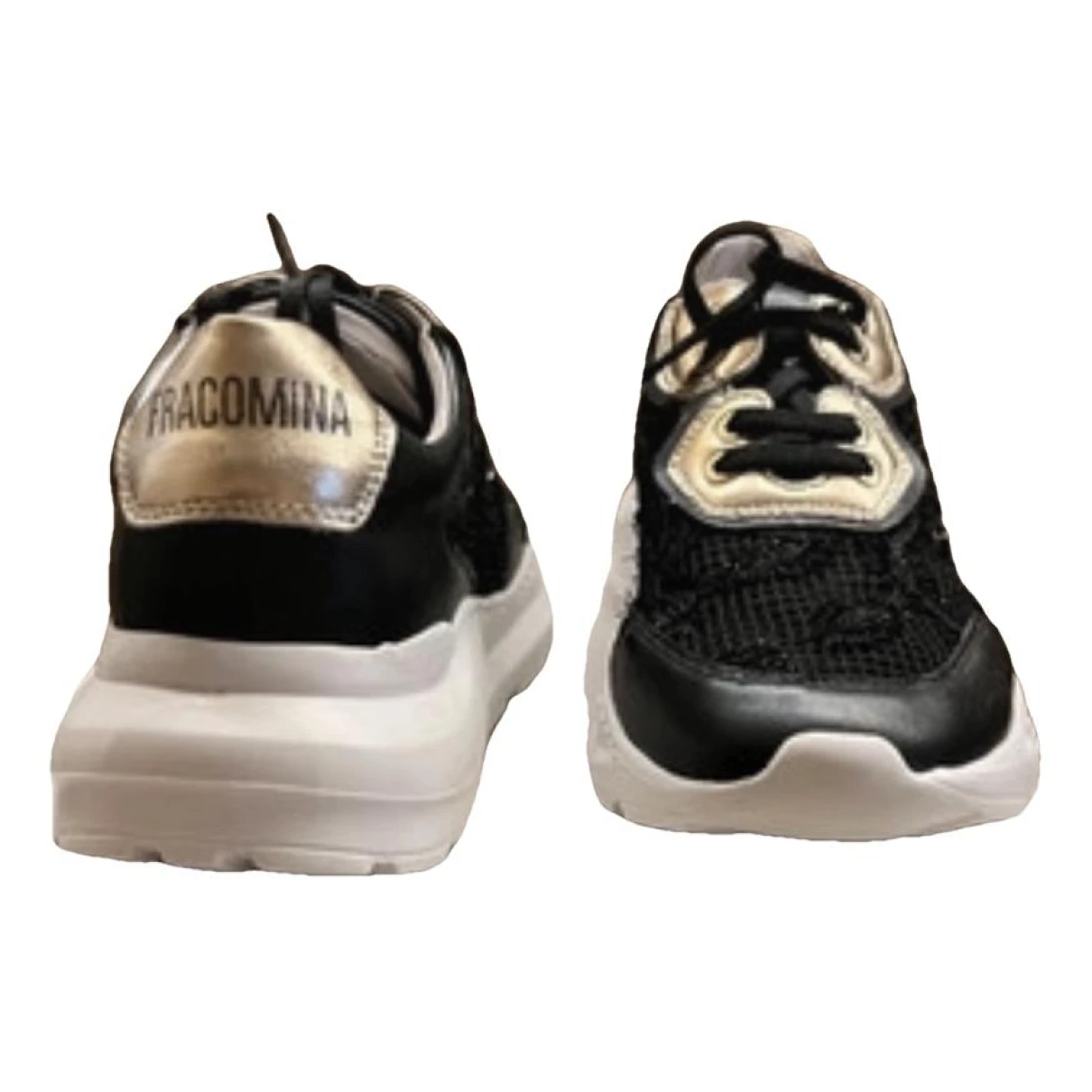 Pre-owned Fracomina Leather Trainers In Black