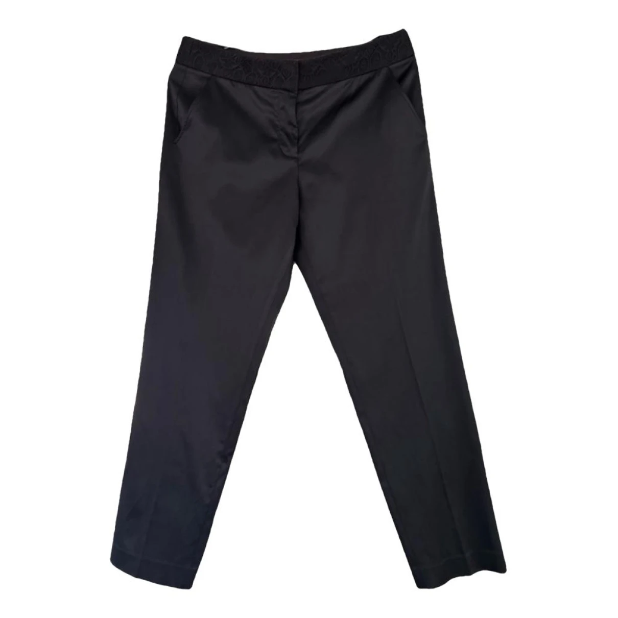 Pre-owned Tory Burch Silk Straight Pants In Black