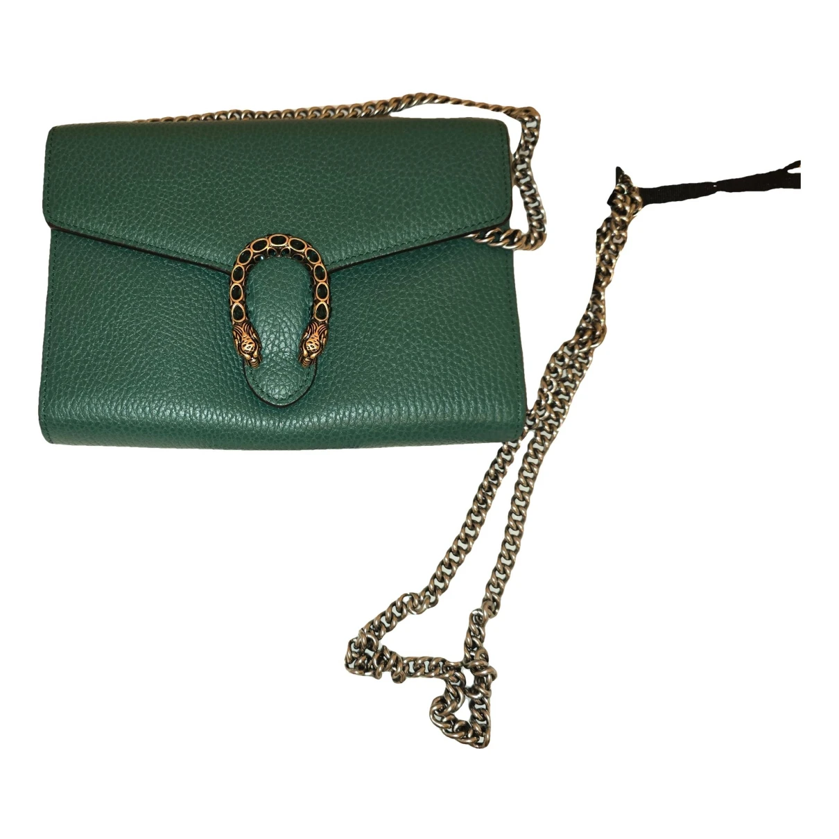 Pre-owned Gucci Dionysus Chain Wallet Leather Crossbody Bag In Green