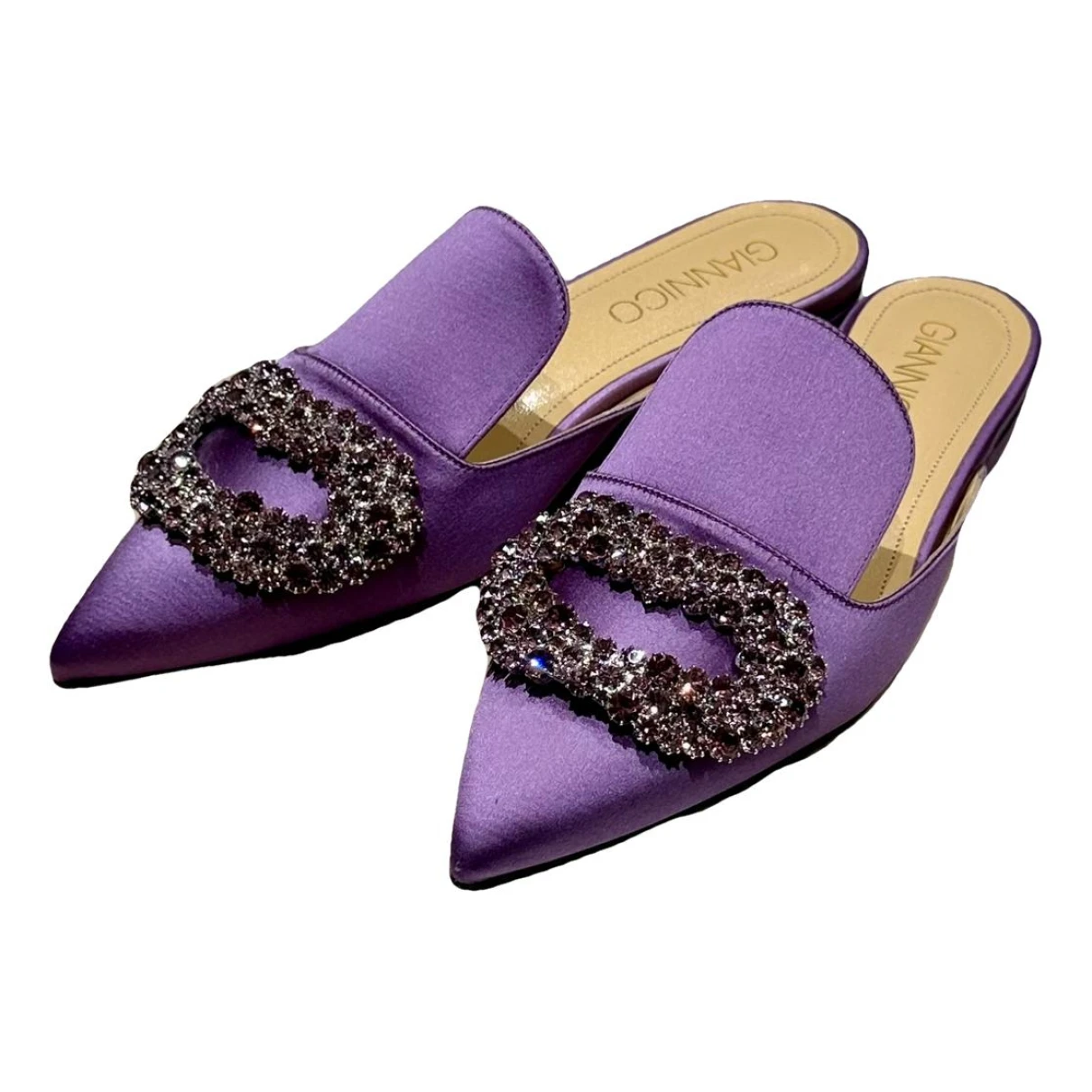Pre-owned Giannico Cloth Flats In Purple