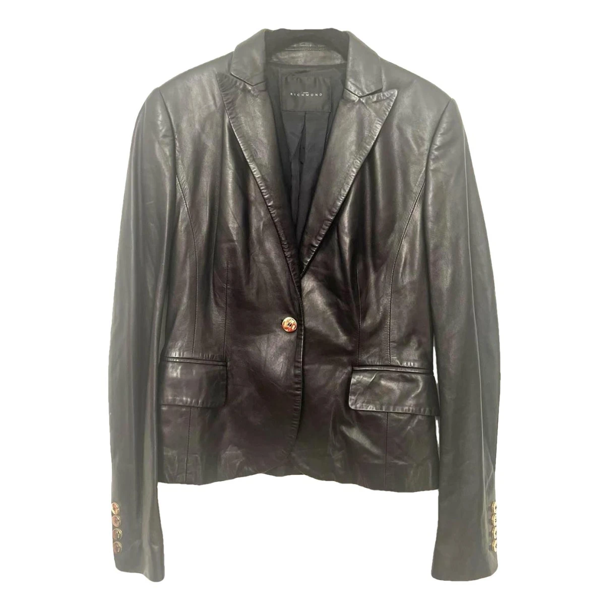 Pre-owned John Richmond Leather Biker Jacket In Black