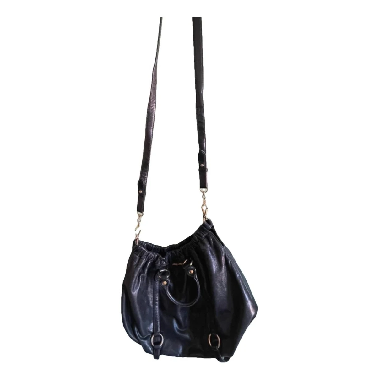 Pre-owned Miu Miu Vitello Leather Crossbody Bag In Black
