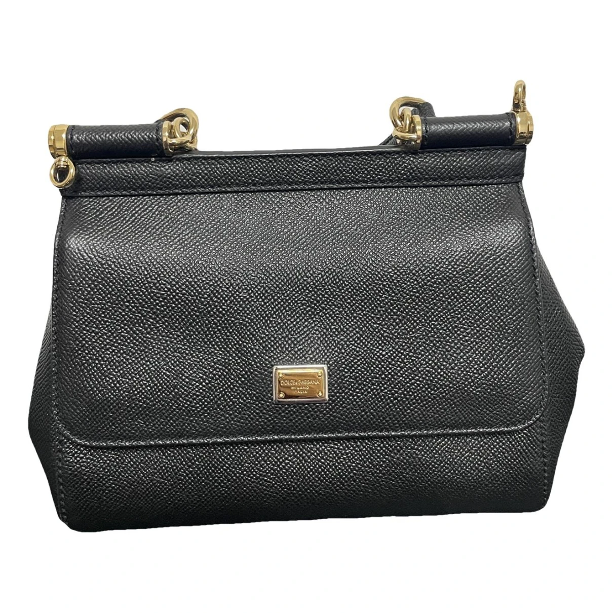 Pre-owned Dolce & Gabbana Sicily Leather Clutch Bag In Black