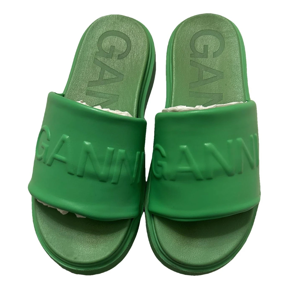 Pre-owned Ganni Flip Flops In Green