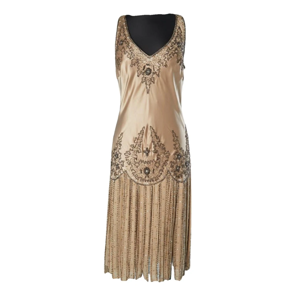 Pre-owned Versace Silk Mid-length Dress In Gold