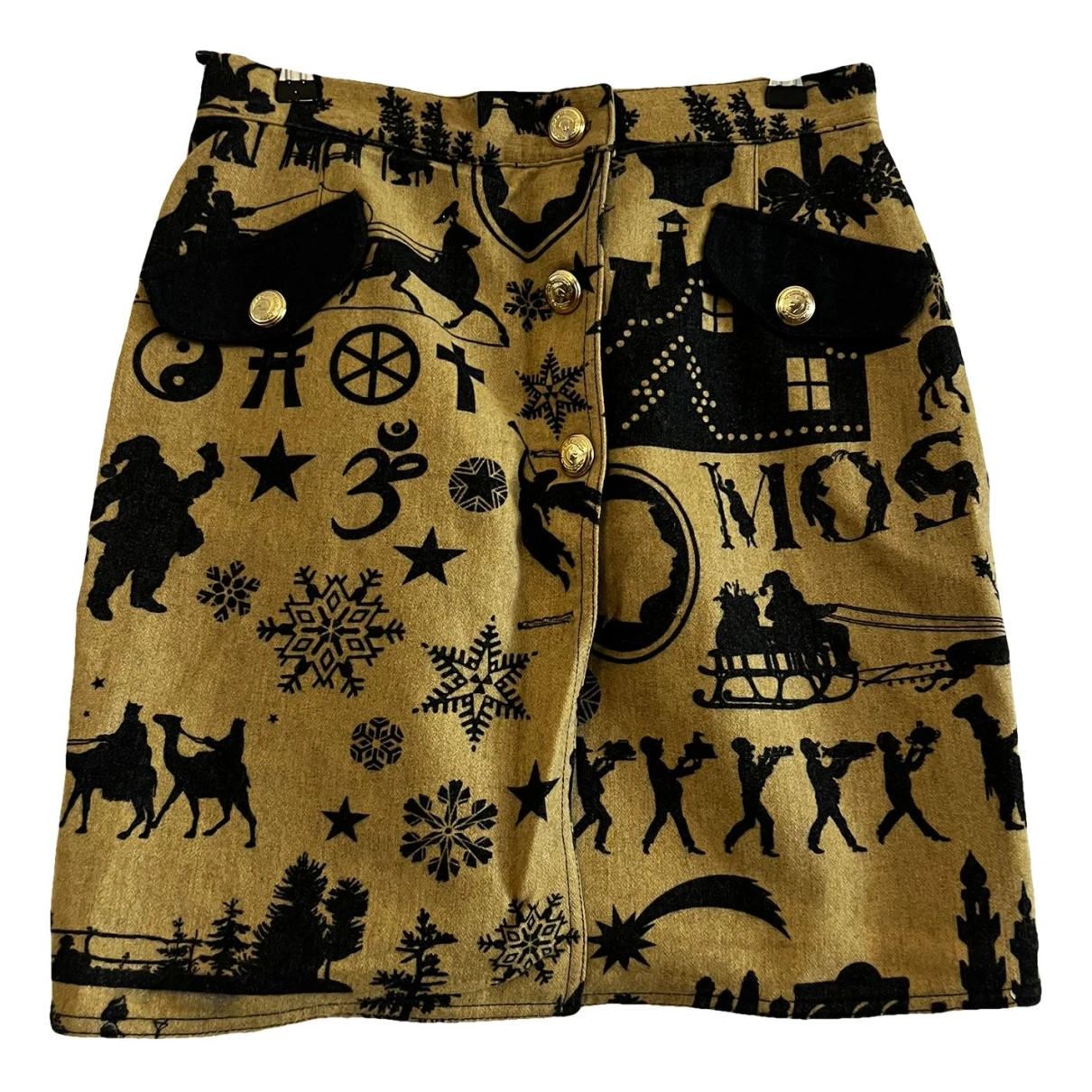 Pre-owned Moschino Wool Mini Skirt In Yellow