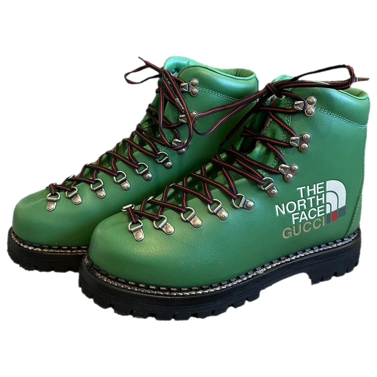 Pre-owned The North Face X Gucci Leather Boots In Green