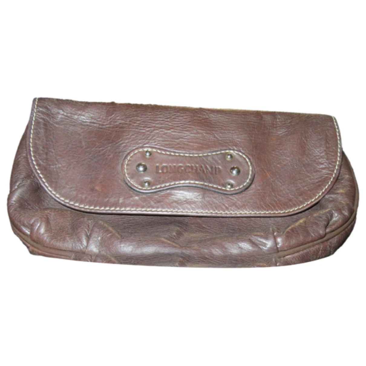 Pre-owned Longchamp Pliage Exotic Leathers Clutch Bag In Brown