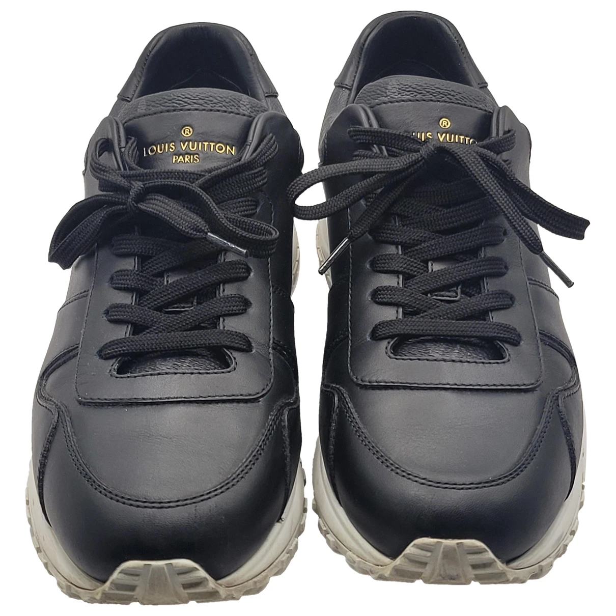 Pre-owned Louis Vuitton Run Away Leather Low Trainers In Black
