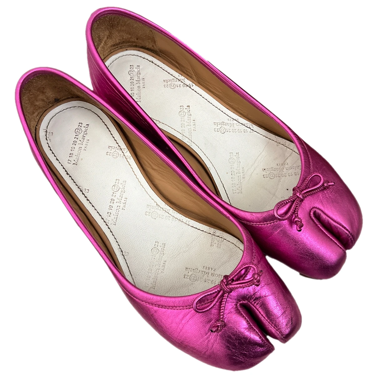 Pre-owned Maison Margiela Tabi Leather Flats In Pink