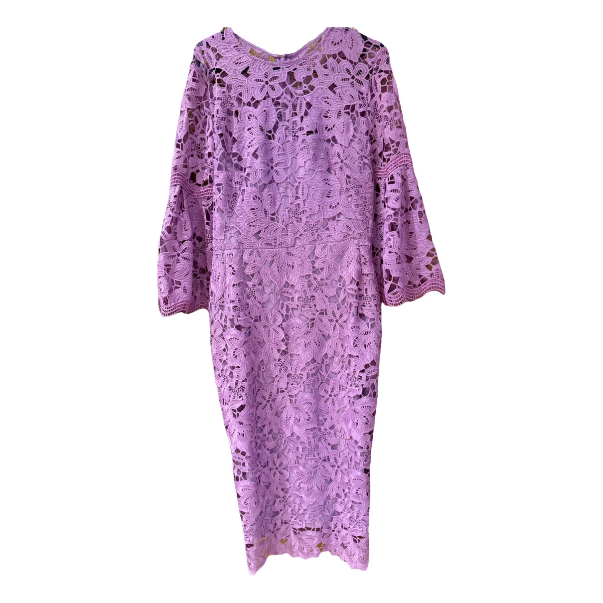 Pre-owned Lela Rose Lace Mid-length Dress In Purple