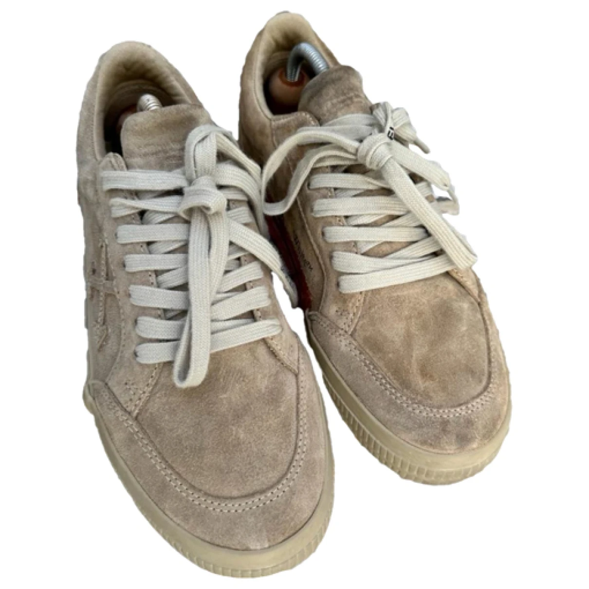 Pre-owned Off-white 3.0 Polo Leather Trainers In Beige