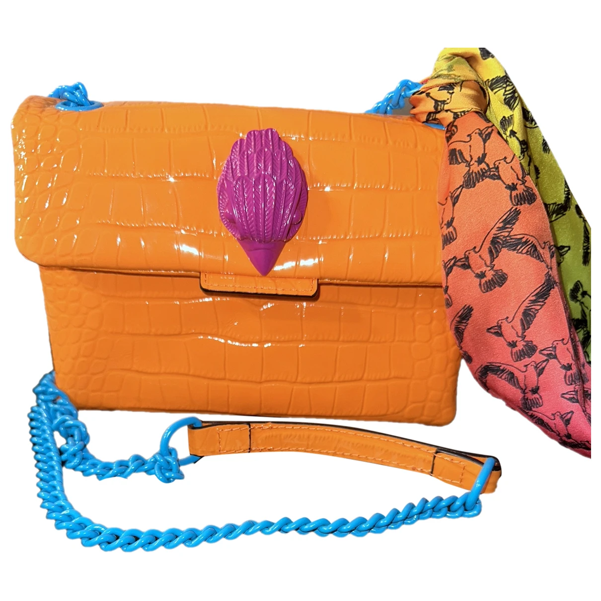 Pre-owned Kurt Geiger Patent Leather Handbag In Orange