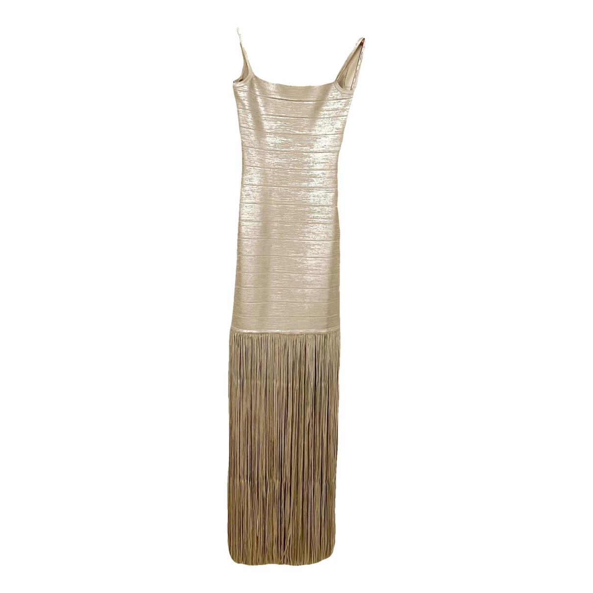 Pre-owned Herve Leger Maxi Dress In Metallic