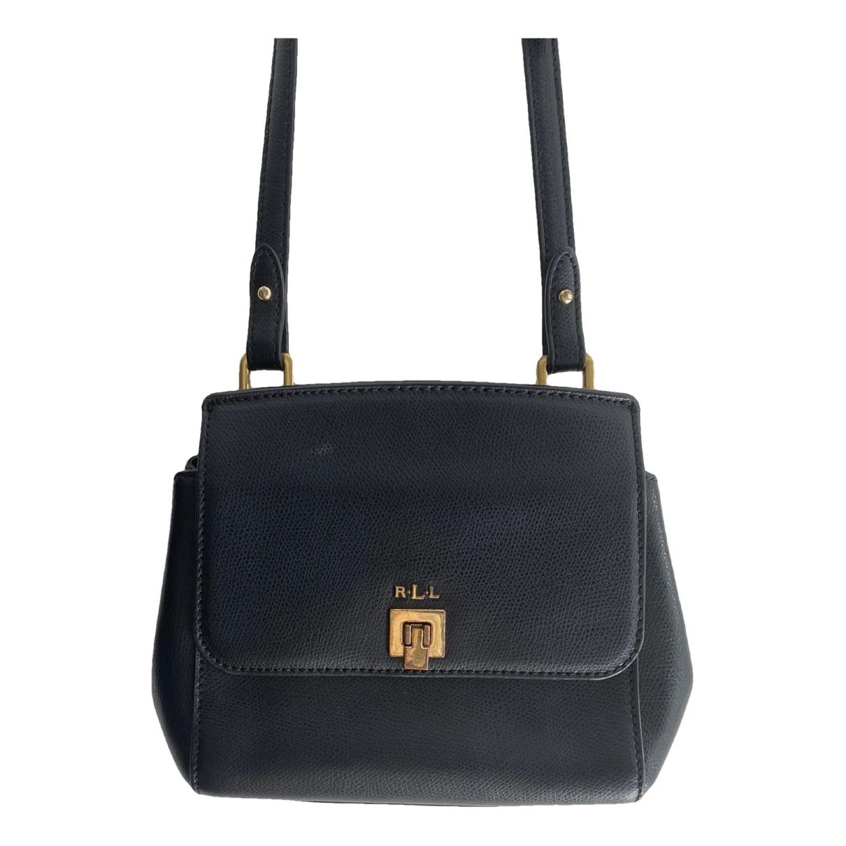 Pre-owned Lauren Ralph Lauren Leather Crossbody Bag In Black