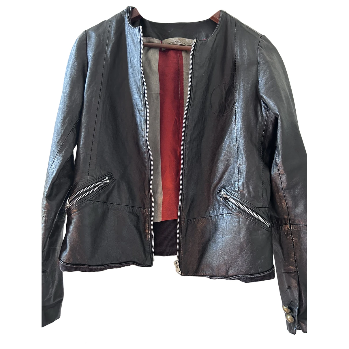Pre-owned Golden Goose Leather Coat In Black