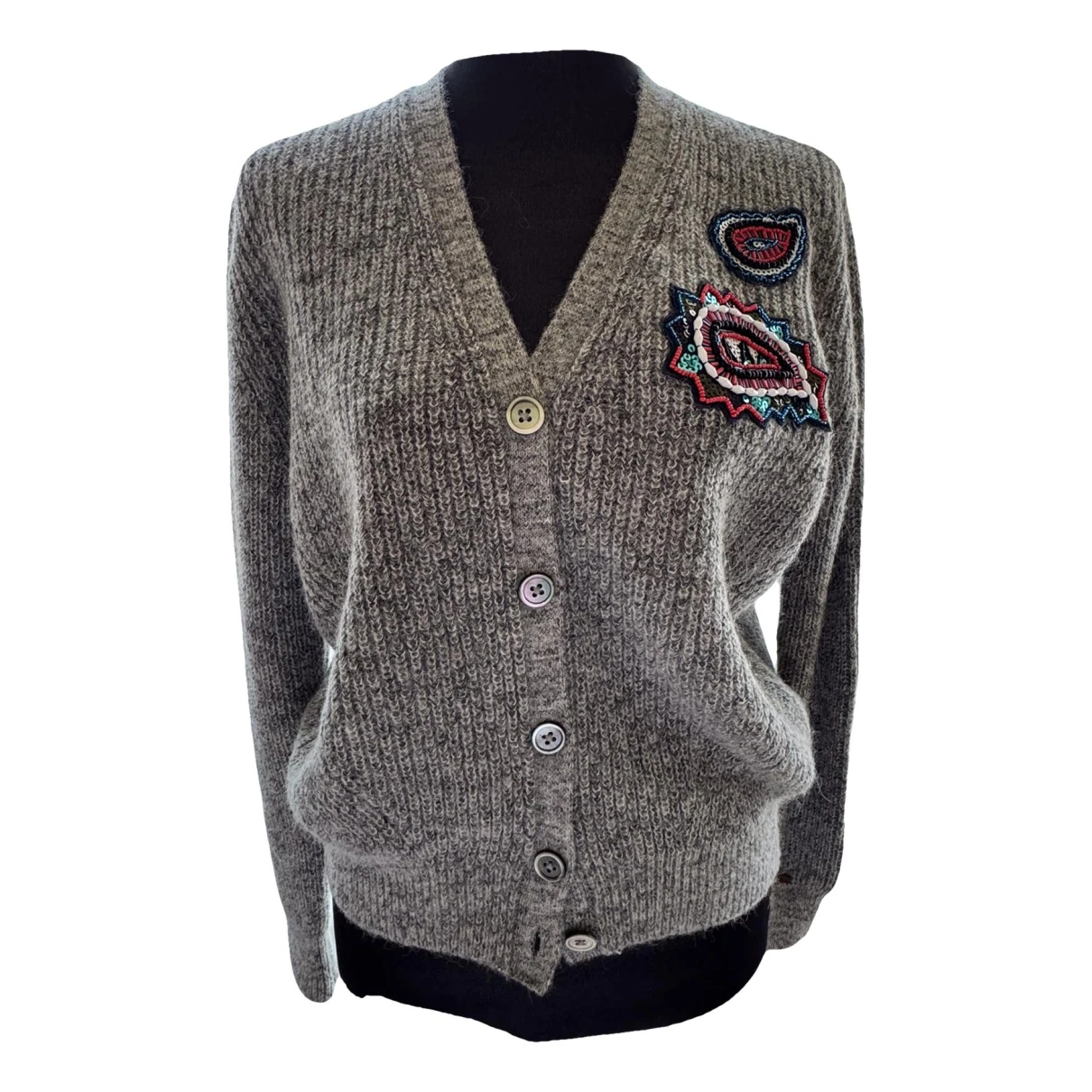 Pre-owned Tommy Hilfiger Wool Cardigan In Grey