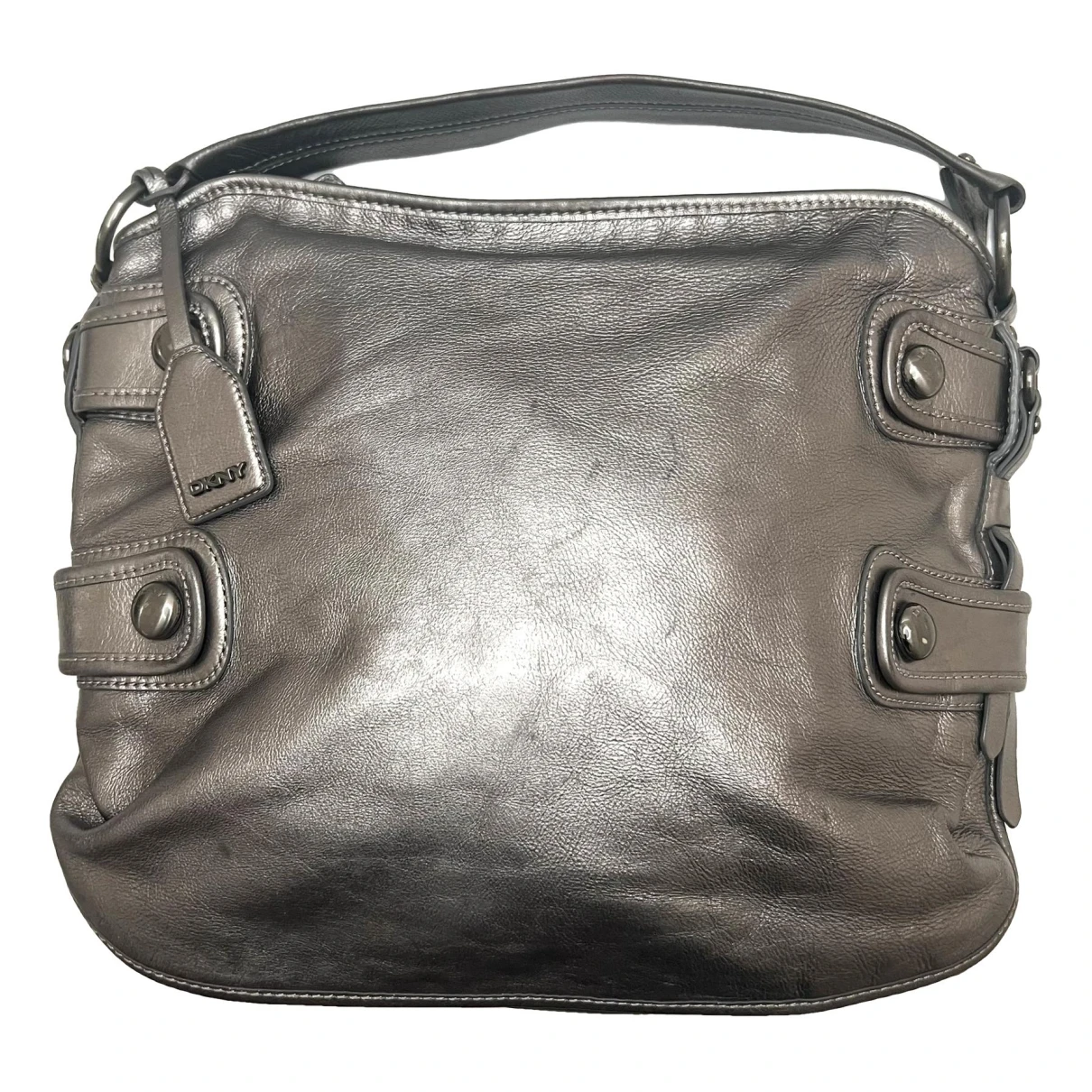 Pre-owned Dkny Leather Handbag In Silver
