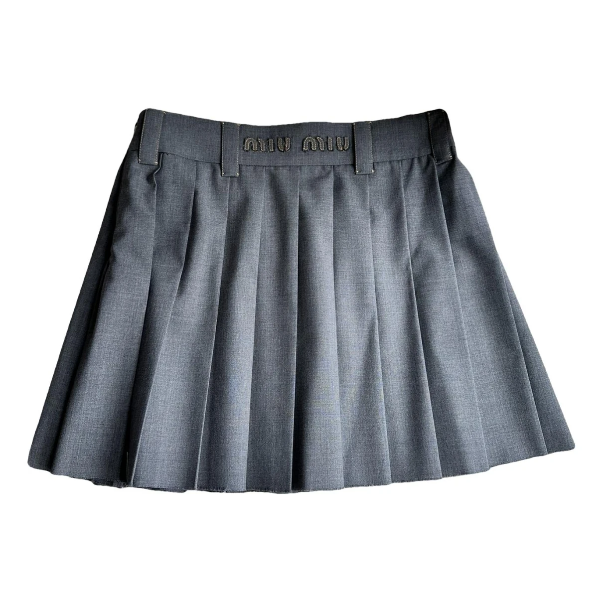 Pre-owned Miu Miu Wool Skirt In Grey